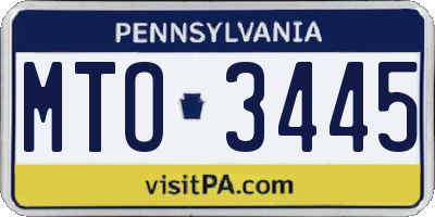 PA license plate MTO3445
