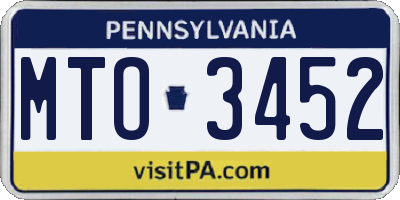 PA license plate MTO3452