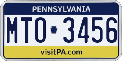 PA license plate MTO3456