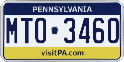 PA license plate MTO3460