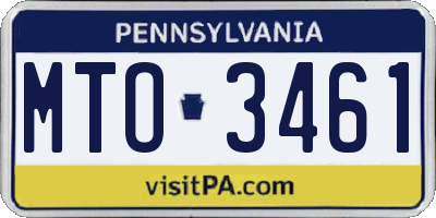 PA license plate MTO3461