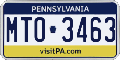 PA license plate MTO3463