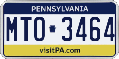 PA license plate MTO3464