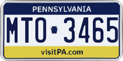 PA license plate MTO3465