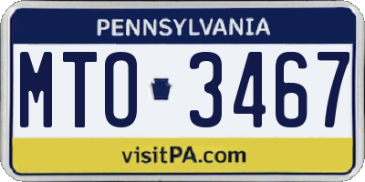 PA license plate MTO3467