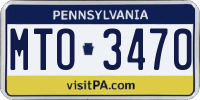 PA license plate MTO3470
