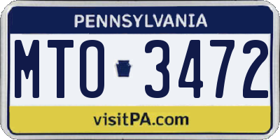 PA license plate MTO3472