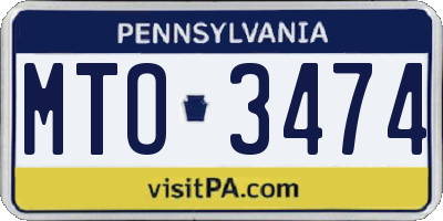 PA license plate MTO3474