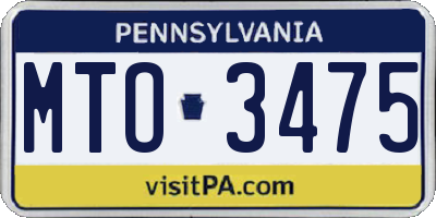 PA license plate MTO3475
