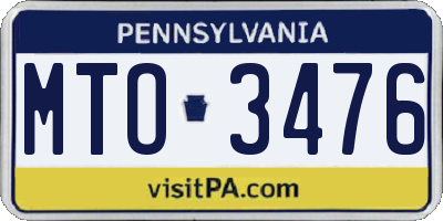 PA license plate MTO3476