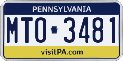 PA license plate MTO3481