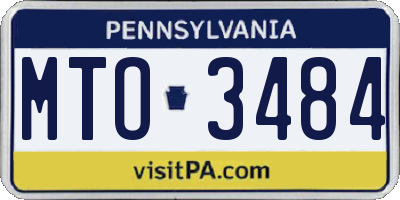 PA license plate MTO3484
