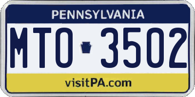 PA license plate MTO3502