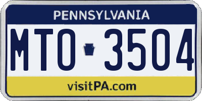 PA license plate MTO3504