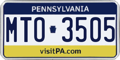 PA license plate MTO3505