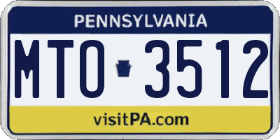 PA license plate MTO3512