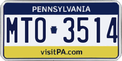 PA license plate MTO3514
