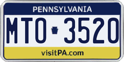 PA license plate MTO3520