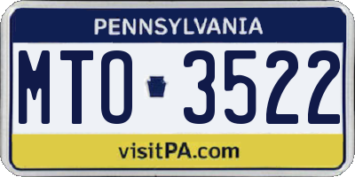 PA license plate MTO3522