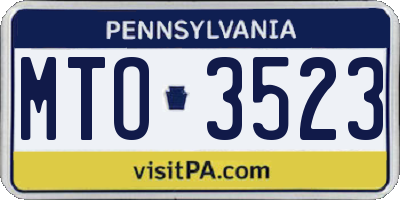 PA license plate MTO3523