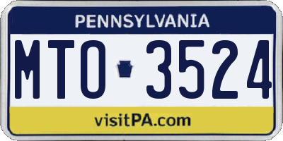 PA license plate MTO3524