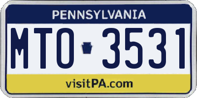 PA license plate MTO3531