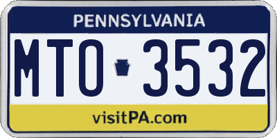 PA license plate MTO3532