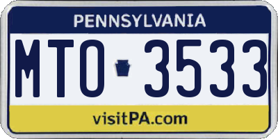 PA license plate MTO3533