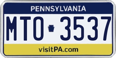PA license plate MTO3537