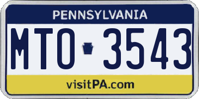 PA license plate MTO3543
