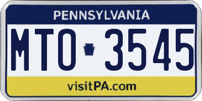 PA license plate MTO3545