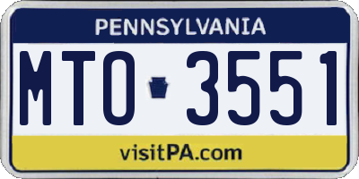 PA license plate MTO3551