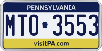 PA license plate MTO3553