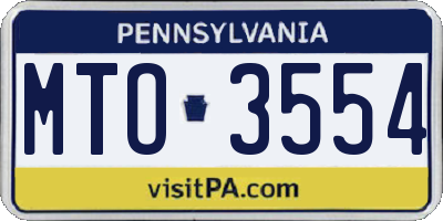 PA license plate MTO3554