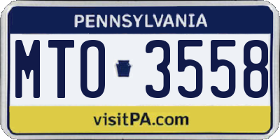 PA license plate MTO3558