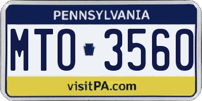 PA license plate MTO3560
