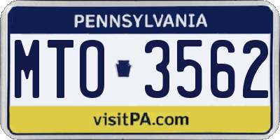 PA license plate MTO3562