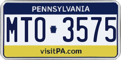 PA license plate MTO3575