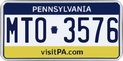 PA license plate MTO3576