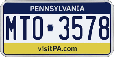 PA license plate MTO3578