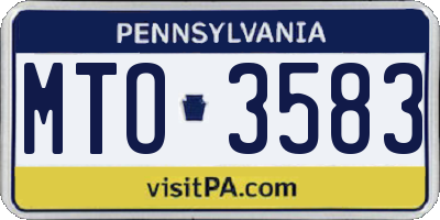 PA license plate MTO3583