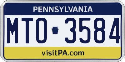 PA license plate MTO3584