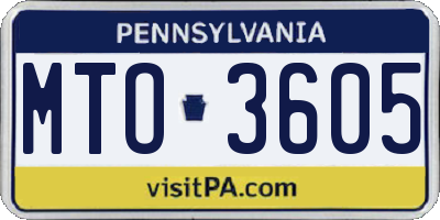 PA license plate MTO3605