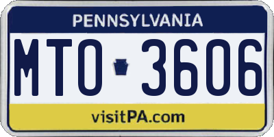 PA license plate MTO3606