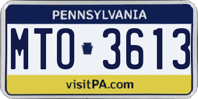 PA license plate MTO3613