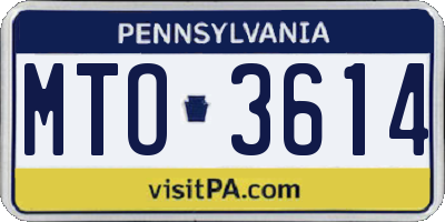 PA license plate MTO3614
