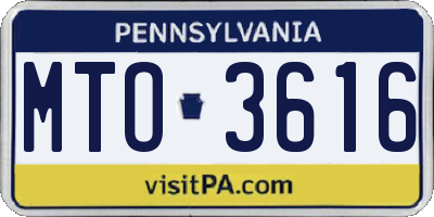 PA license plate MTO3616