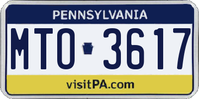 PA license plate MTO3617