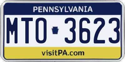 PA license plate MTO3623