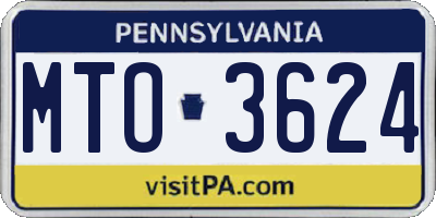 PA license plate MTO3624